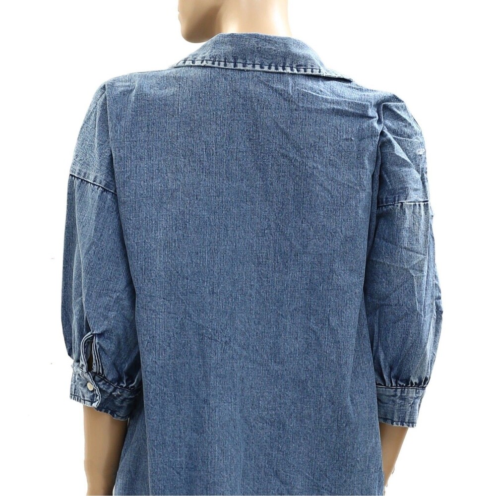 Kerri Rosenthal Gigi Denim Shirt Mini Dress Buttondown Cotton Blue XS NWD 284968 - Picture 3 of 5